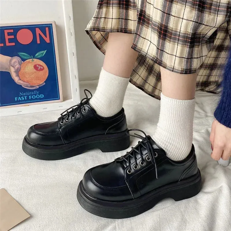binfenxie Platform Oxfords Women's Shoes Women Heels Platforms Lolita Shoes School Uniform Shoes Student Girls Kawaii Round Toe Mary Janes
