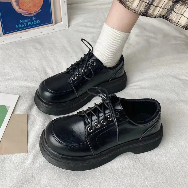 binfenxie Platform Oxfords Women's Shoes Women Heels Platforms Lolita Shoes School Uniform Shoes Student Girls Kawaii Round Toe Mary Janes