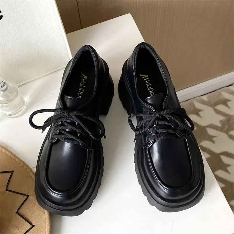 binfenxie Platform Oxfords Women's Shoes Women Heels Platforms Lolita Shoes School Uniform Shoes Student Girls Kawaii Round Toe Mary Janes