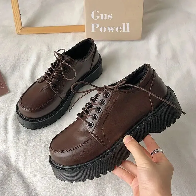 binfenxie Platform Oxfords Women's Shoes Women Heels Platforms Lolita Shoes School Uniform Shoes Student Girls Kawaii Round Toe Mary Janes