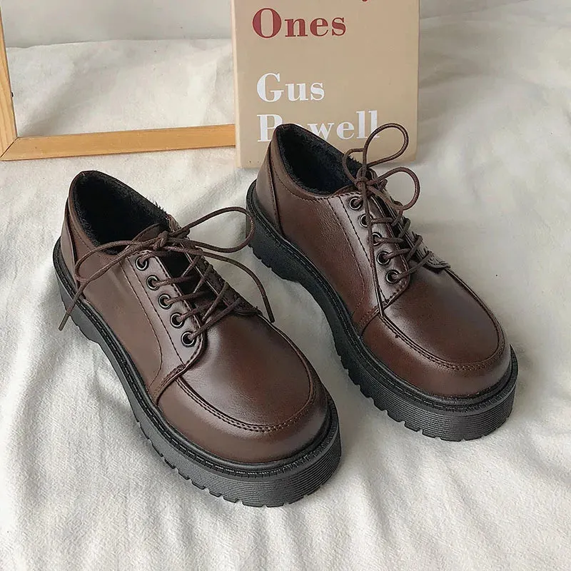 binfenxie Platform Oxfords Women's Shoes Women Heels Platforms Lolita Shoes School Uniform Shoes Student Girls Kawaii Round Toe Mary Janes