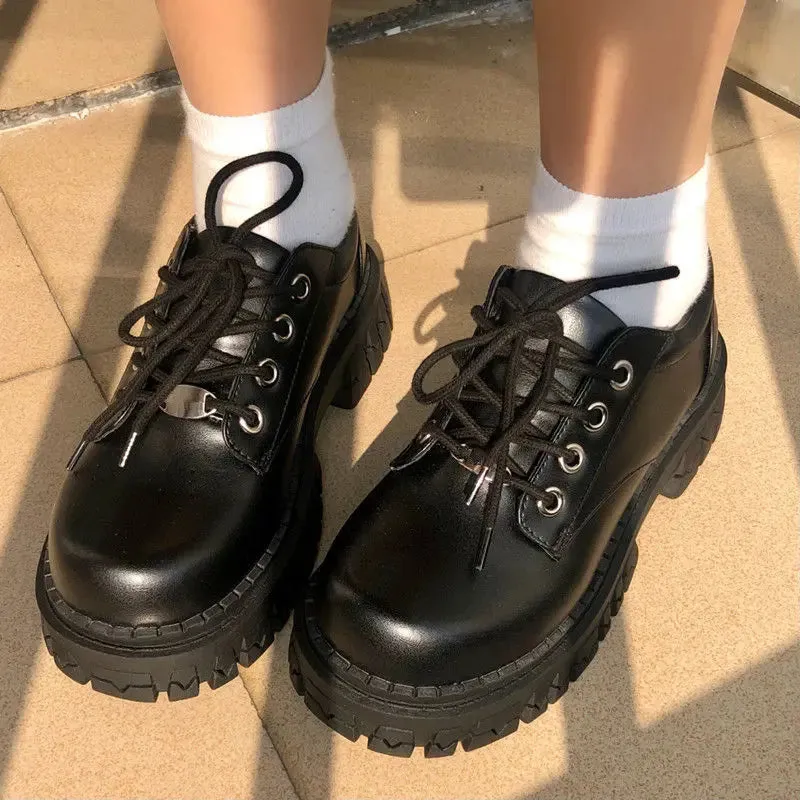 binfenxie Platform Oxfords Women's Shoes Women Heels Platforms Lolita Shoes School Uniform Shoes Student Girls Kawaii Round Toe Mary Janes