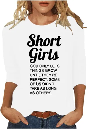Binmer God Only Lets Things Grow Until They're Perfect Shirts for Womens 3/4 Length Sleeve Tunic Blouse Funny Sayings Tops