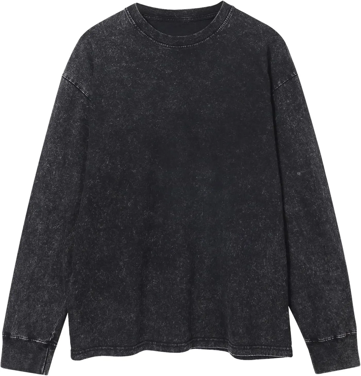 Binmer Men's Oversized T-Shirts Wash Distressed Tees Long Sleeve Casual Loose Fit Gym Workout Pullover Tops