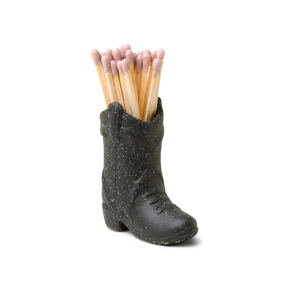 Black Cowboy Boot Match Holder- no box final sale