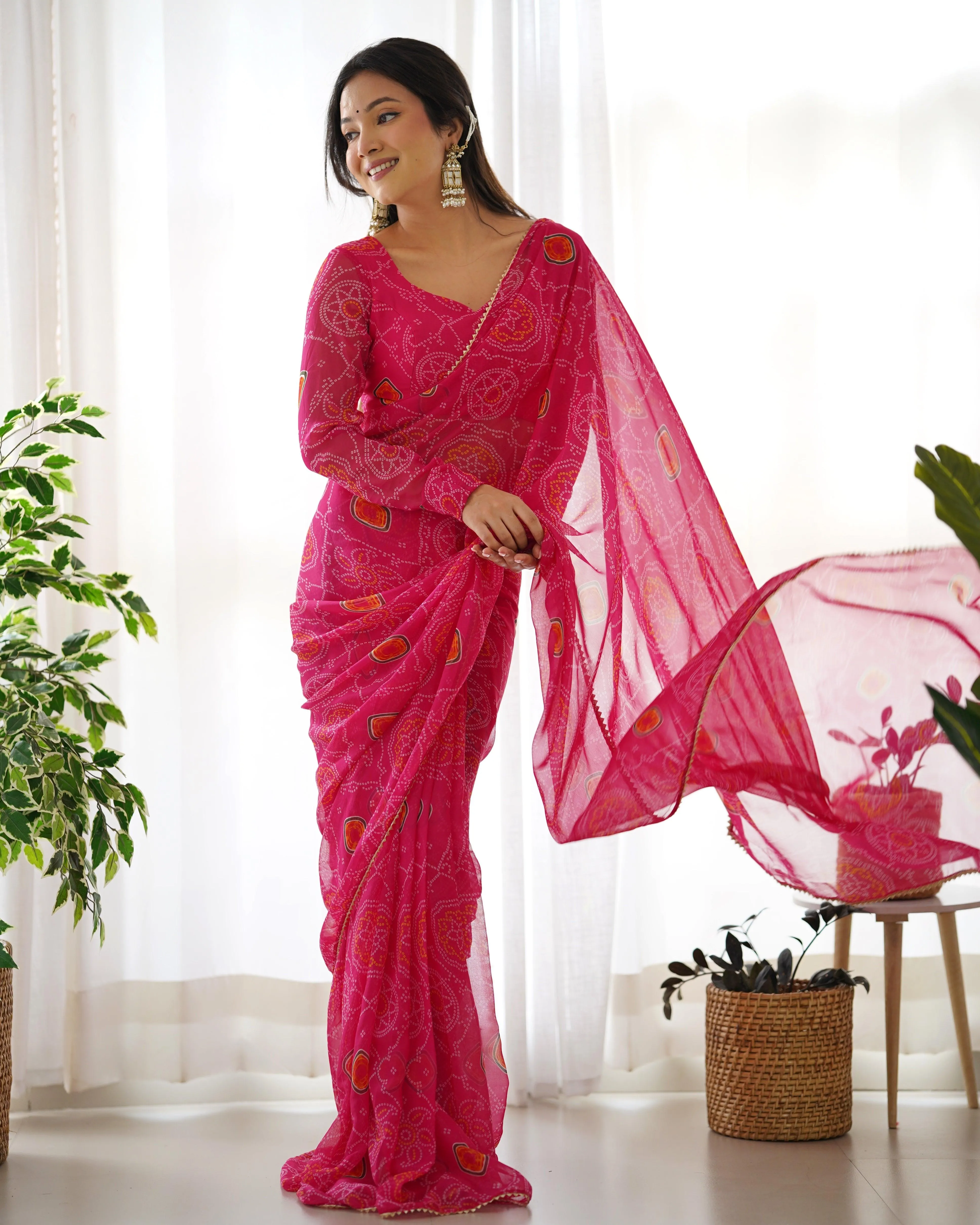 Blushing Bandhani Ready to wear Saree