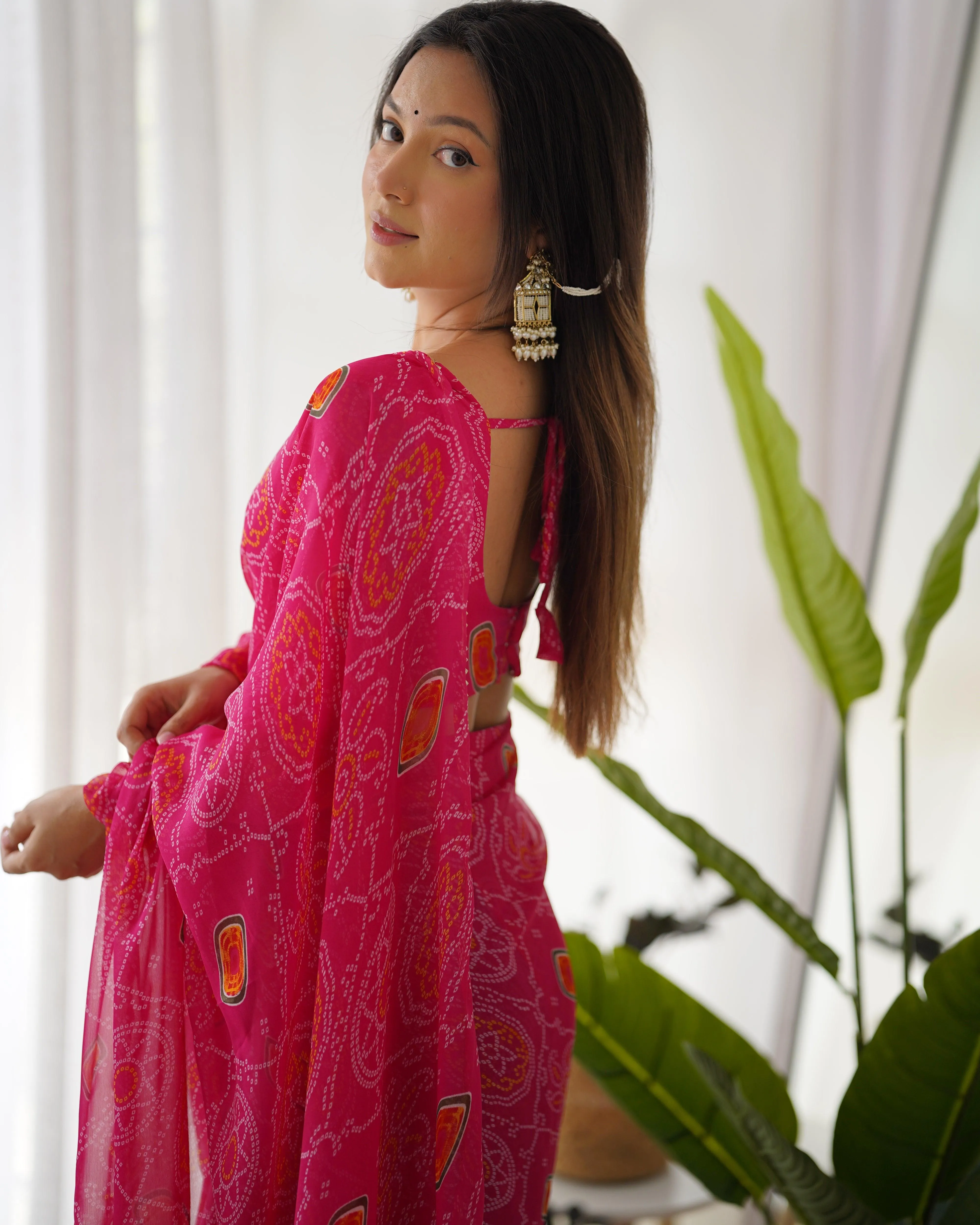Blushing Bandhani Ready to wear Saree