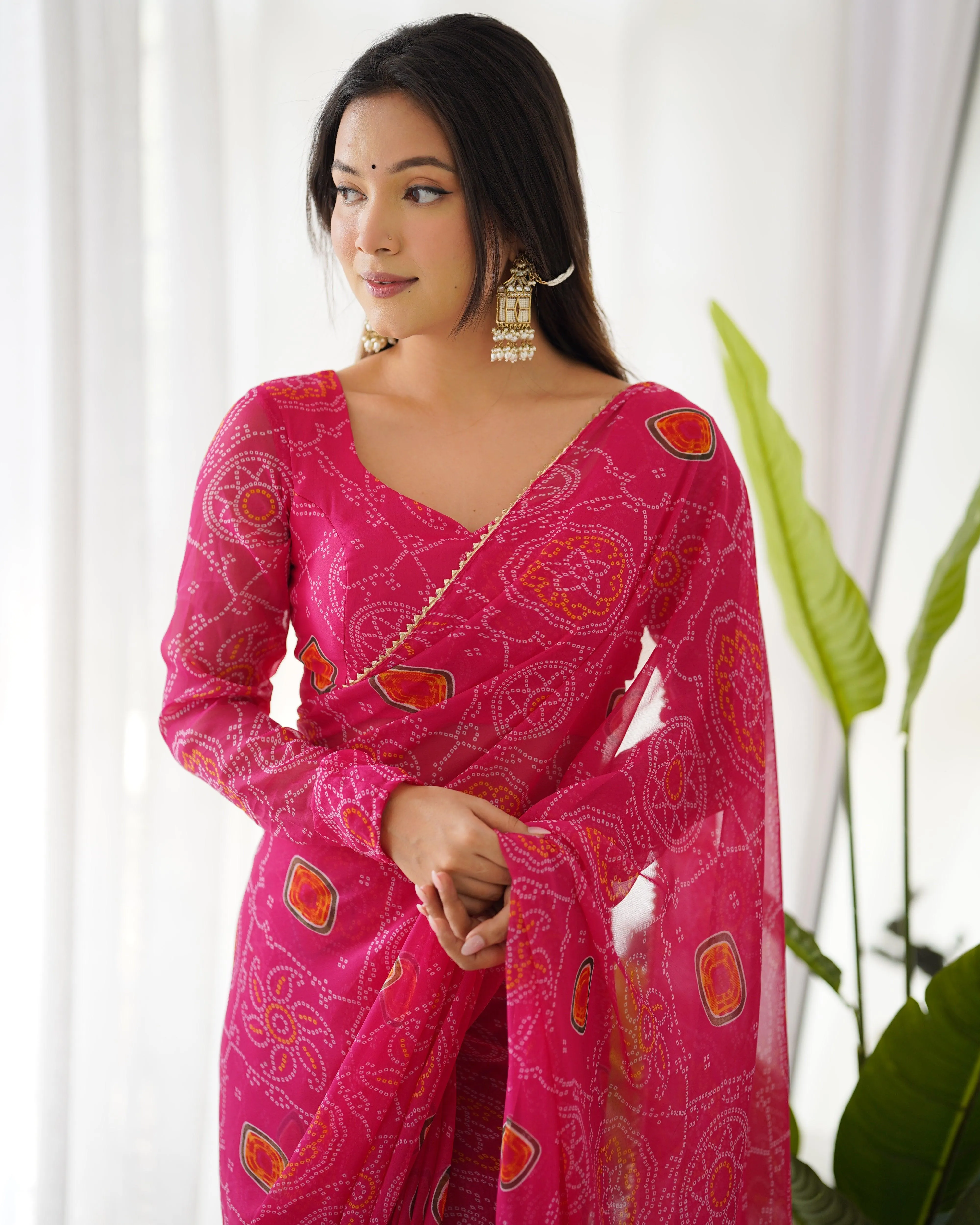 Blushing Bandhani Ready to wear Saree