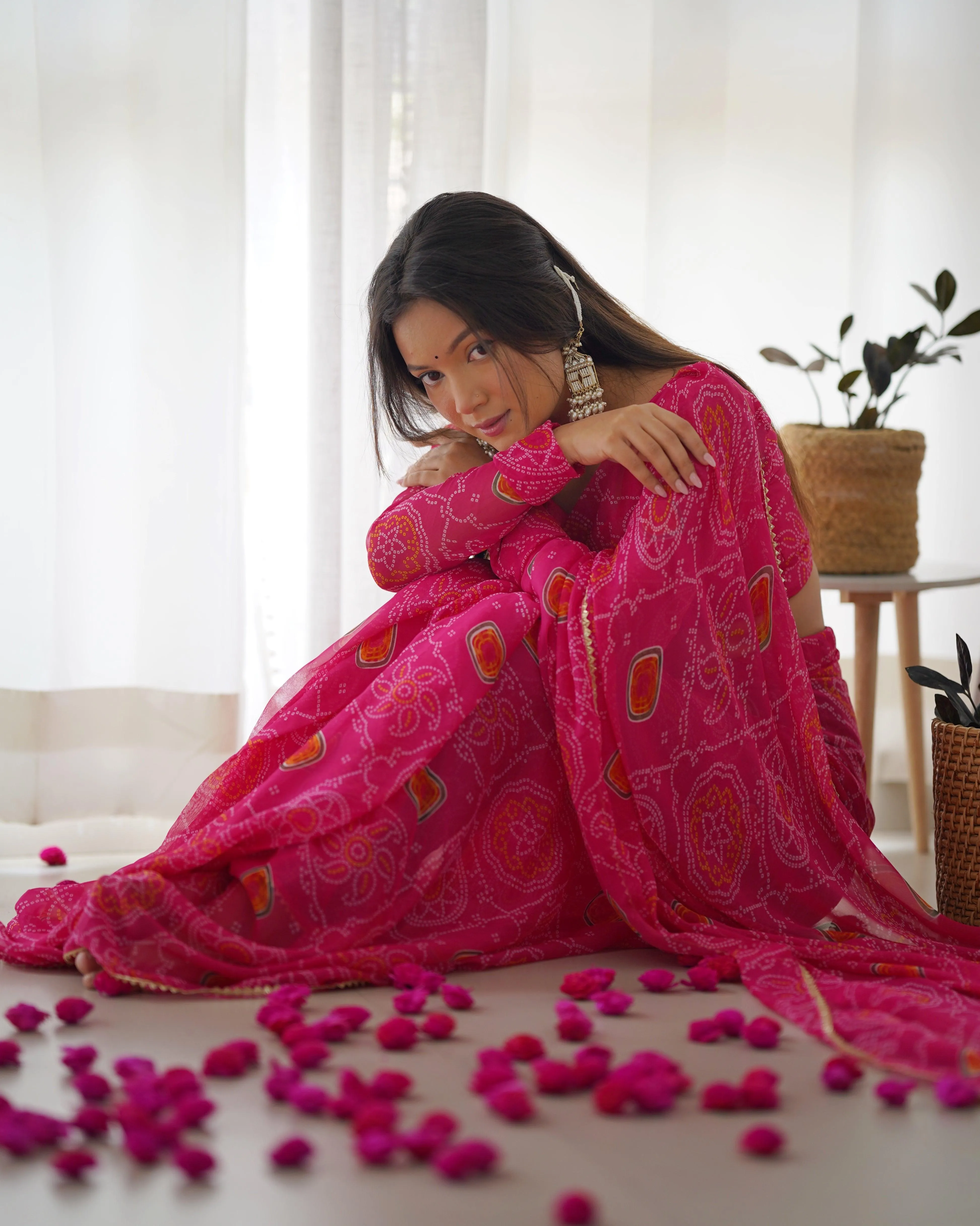 Blushing Bandhani Ready to wear Saree