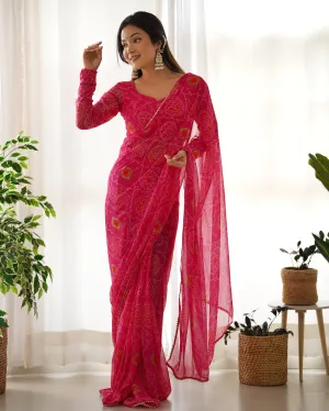 Blushing Bandhani Ready to wear Saree