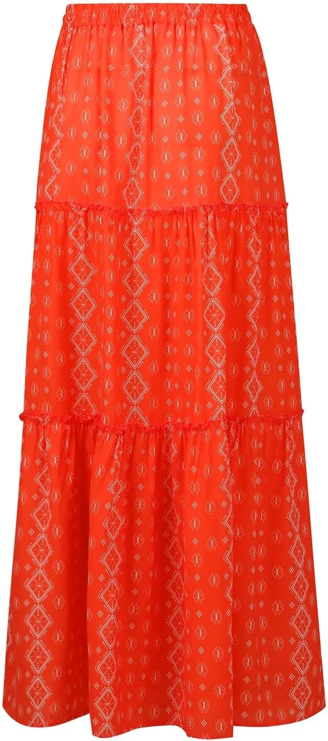 Boho Flowy Skirts for Women Maxi Floral High Waisted Tiered Long Skirts Ladies Casual Bohemian Summer Clothes 2025