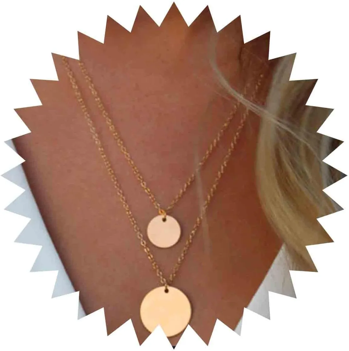 Boho Layered Big Sequins Necklace Gold Coin Pendant Simple Chain Choker Necklaces Punk Jewelry Accessories for Women for Gift
