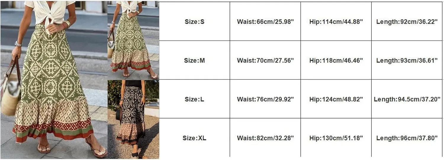 Boho Maxi Skirts Womens Summer Lightweight Fashion High Waist Pleated Skirt Midi Swing Skirt with Pockets A Line