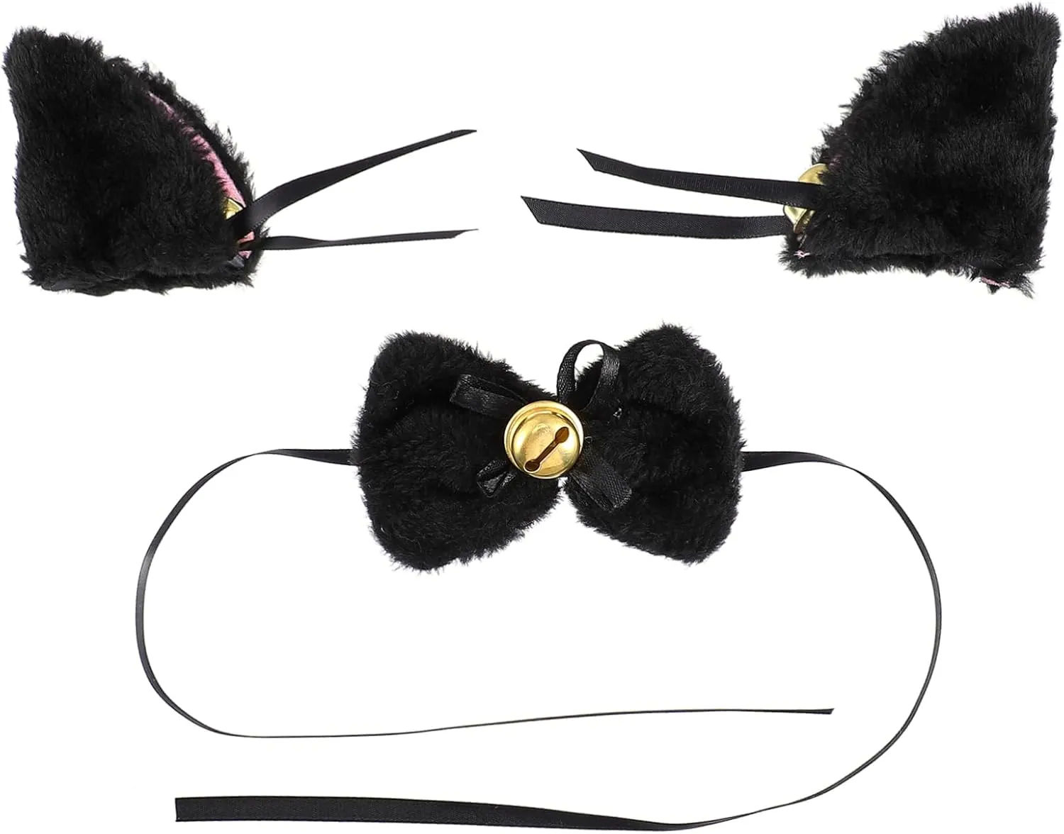 Bow-knot Choker Set 3pcs Cat Ears Hairpins Ponytail Holders Choker Hair Clips Cute Accessories