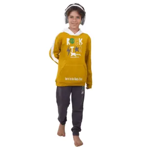 Boys' Winter Pajama Set Graffiti Pants & Hoodi - Mustard