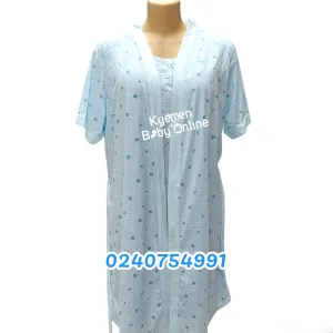 Breastfeeding Night Gown With Coat Blue(Yimiasha)
