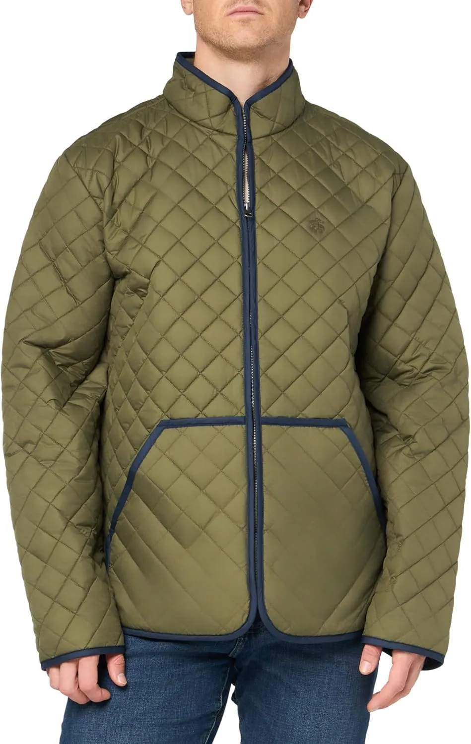 Brooks Brothers Men's Regular Fit Diamond Quilted Liner Jacket, Burnt Olive, X-Large