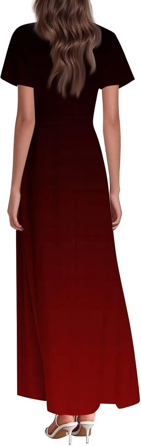 Brunch Dresses for Women 2025 Summer V-Neck Ruffle Short Sleeve Casual Solid Aline Swing Dress,XS-2XL