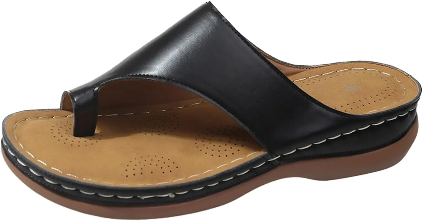 Bunion Corrector Sandals for Women Orthopedic Comfy Arch Support Platform Sandals Summer Casual Breathable Toe Ring Flip Flop