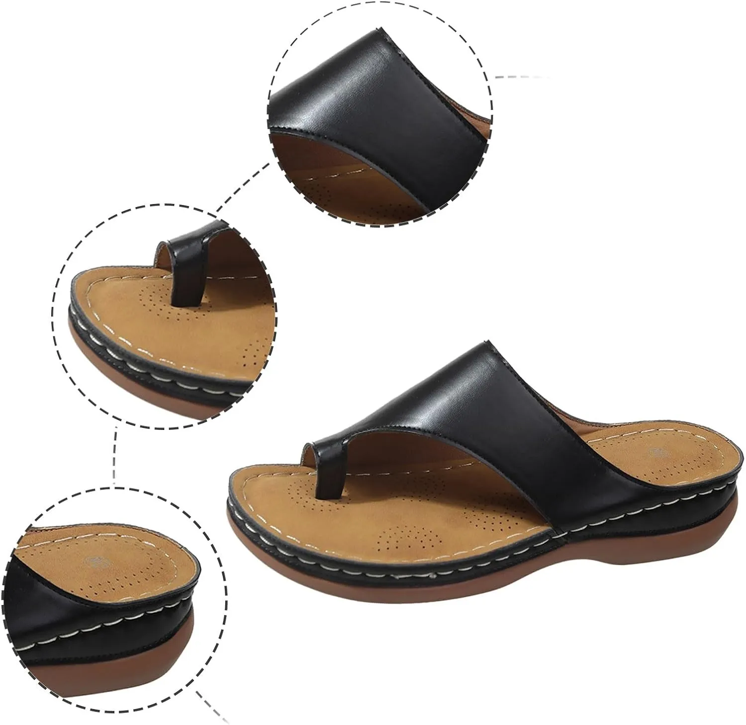 Bunion Corrector Sandals for Women Orthopedic Comfy Arch Support Platform Sandals Summer Casual Breathable Toe Ring Flip Flop