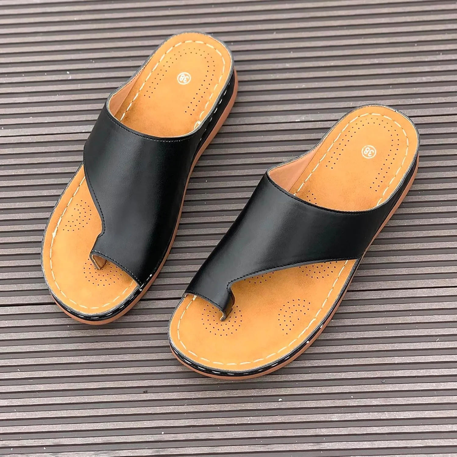 Bunion Corrector Sandals for Women Orthopedic Comfy Arch Support Platform Sandals Summer Casual Breathable Toe Ring Flip Flop
