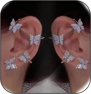 Butterfly Ear Cuffs Rhinestone Butterfly Ear Cuff for Women Ear Cuffs Non Piercing Gold Ear Cuff Jewelry Gift for Women