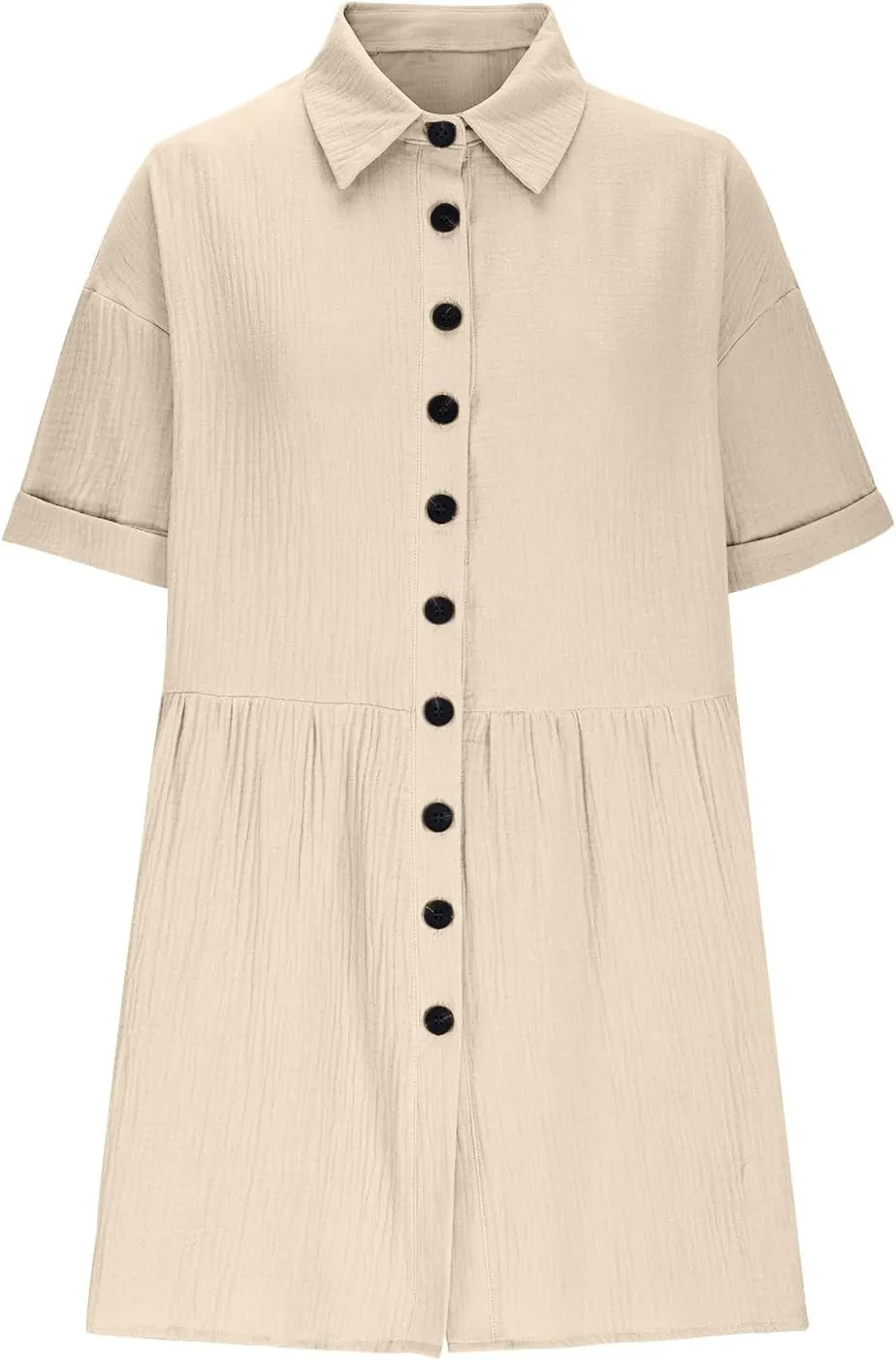 Button Down Babydoll Dress for Women Casual Summer Ruffle Mini Dresses 2025 Trendy Vacation Clothes Loose Sundress