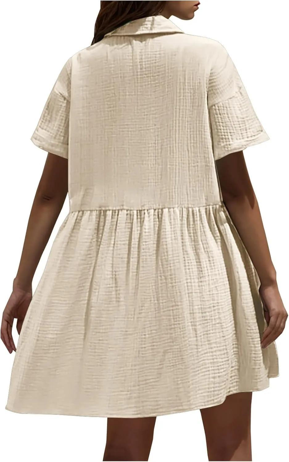 Button Down Babydoll Dress for Women Casual Summer Ruffle Mini Dresses 2025 Trendy Vacation Clothes Loose Sundress