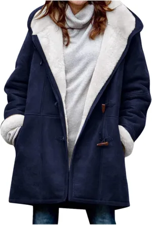 Cardigans for Women Plus Size Loose Fit Fashion Solid Color Jacket Sherpa Lined Fuzzy Fleece Hooded Trench Soft Coats