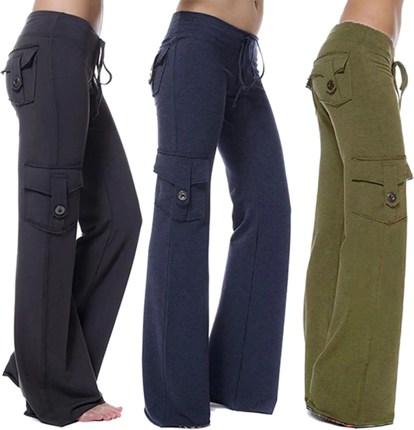 Cargo Pants Women Wide Leg Yoga Pants Multiple Pockets Cargo Pants Workout Athletic Pants Baggy Y2k Pants Plus Size