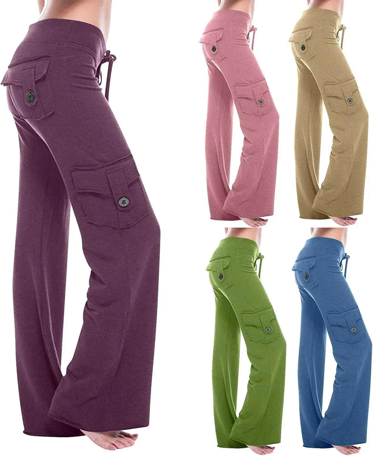 Cargo Pants Women Wide Leg Yoga Pants Multiple Pockets Cargo Pants Workout Athletic Pants Baggy Y2k Pants Plus Size