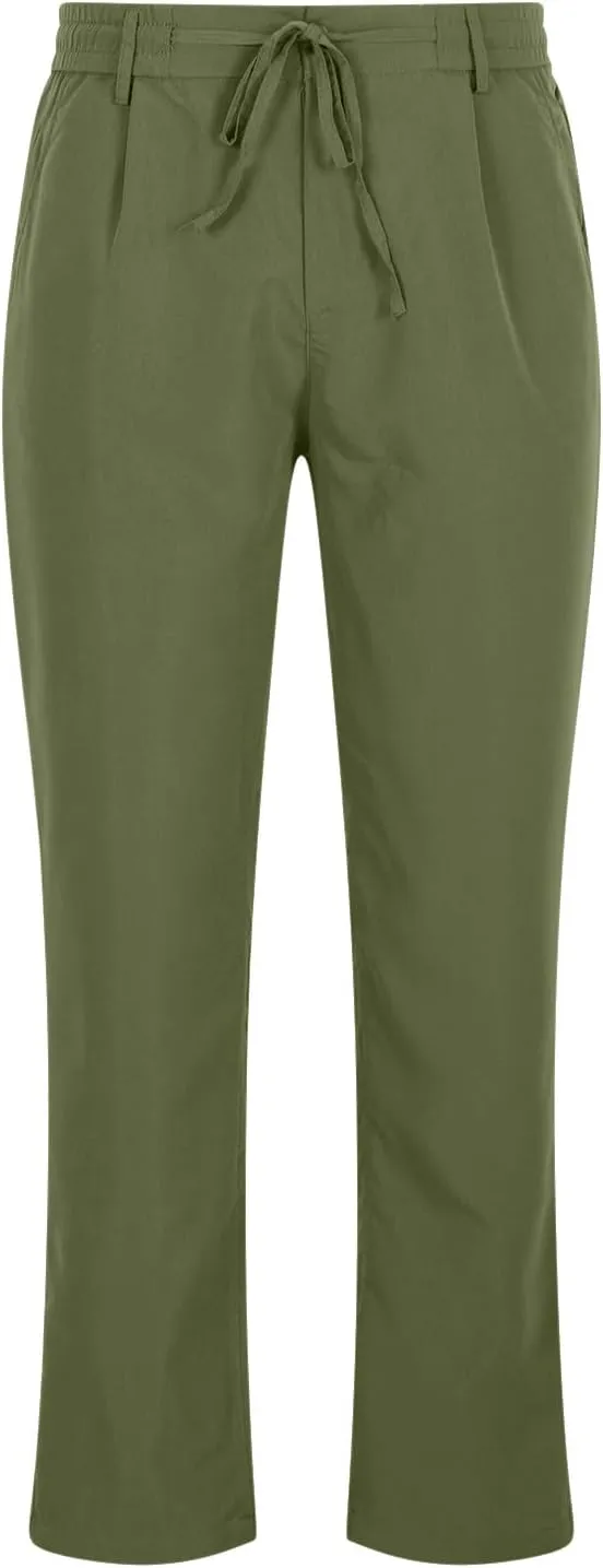 Casual Pants for Men Stretch Dress Pants Khaki Slim Fit Pants Solid Drawstring Waist Pants Golf Pants with Pockets