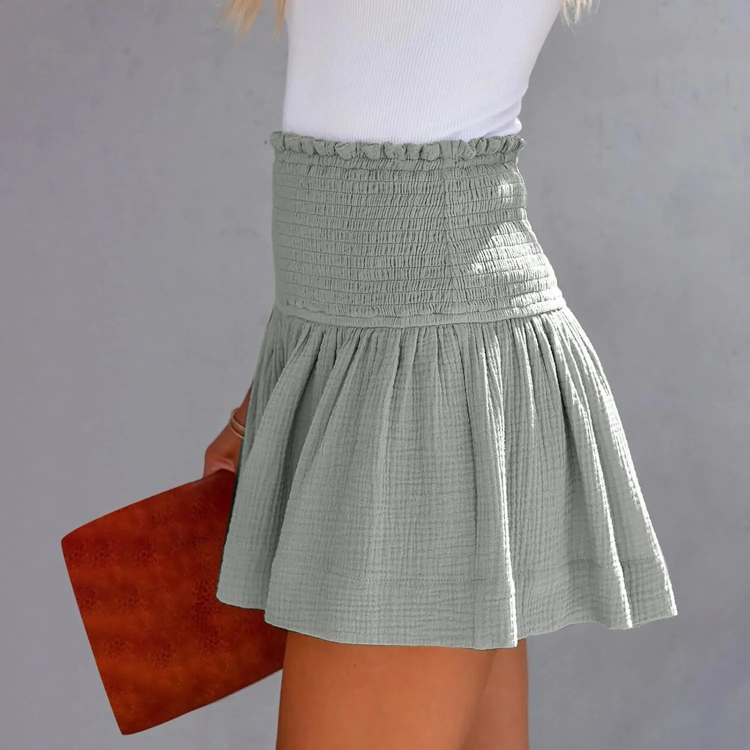 Casual Shorts for Women Summer Elastic High Waisted Pull On Beach Shorts Flowy Loose Bermuda Shorts Lounge Shorts