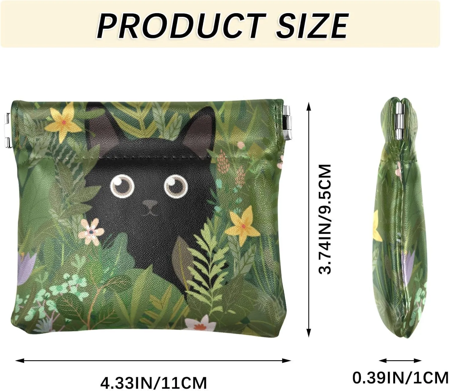 Cat Among The Flower Squeeze Coin Purse PU Leather Change Purse Pouch Change Holder for Woman
