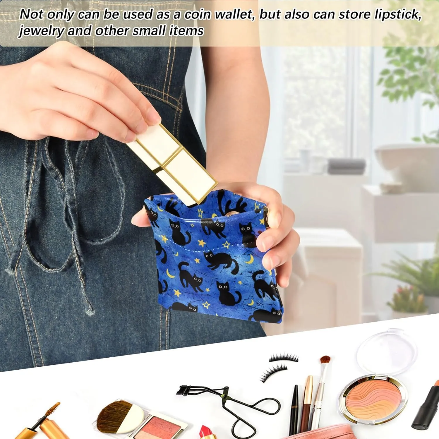 Cat Squeeze Coin Purse PU Leather Change Purse Pouch Change Holder for Woman
