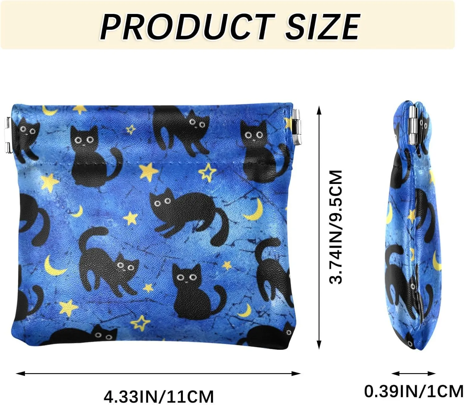Cat Squeeze Coin Purse PU Leather Change Purse Pouch Change Holder for Woman