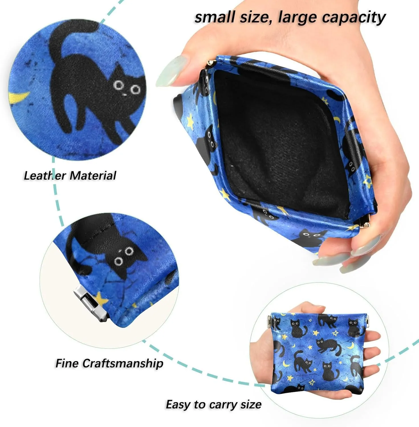 Cat Squeeze Coin Purse PU Leather Change Purse Pouch Change Holder for Woman