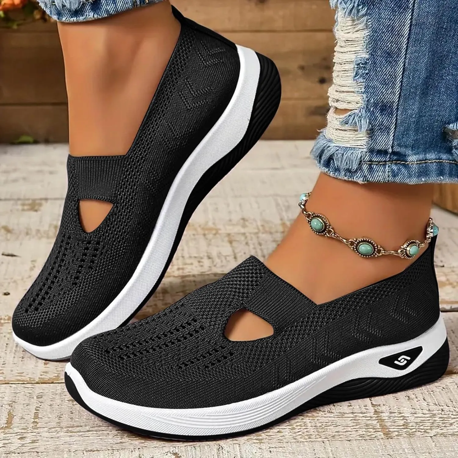 Cathalem Diabetic Shoes for Women, 2024 New Women's Woven Breathable Soft Sole Shoes Women Diabetes Foam Shoes