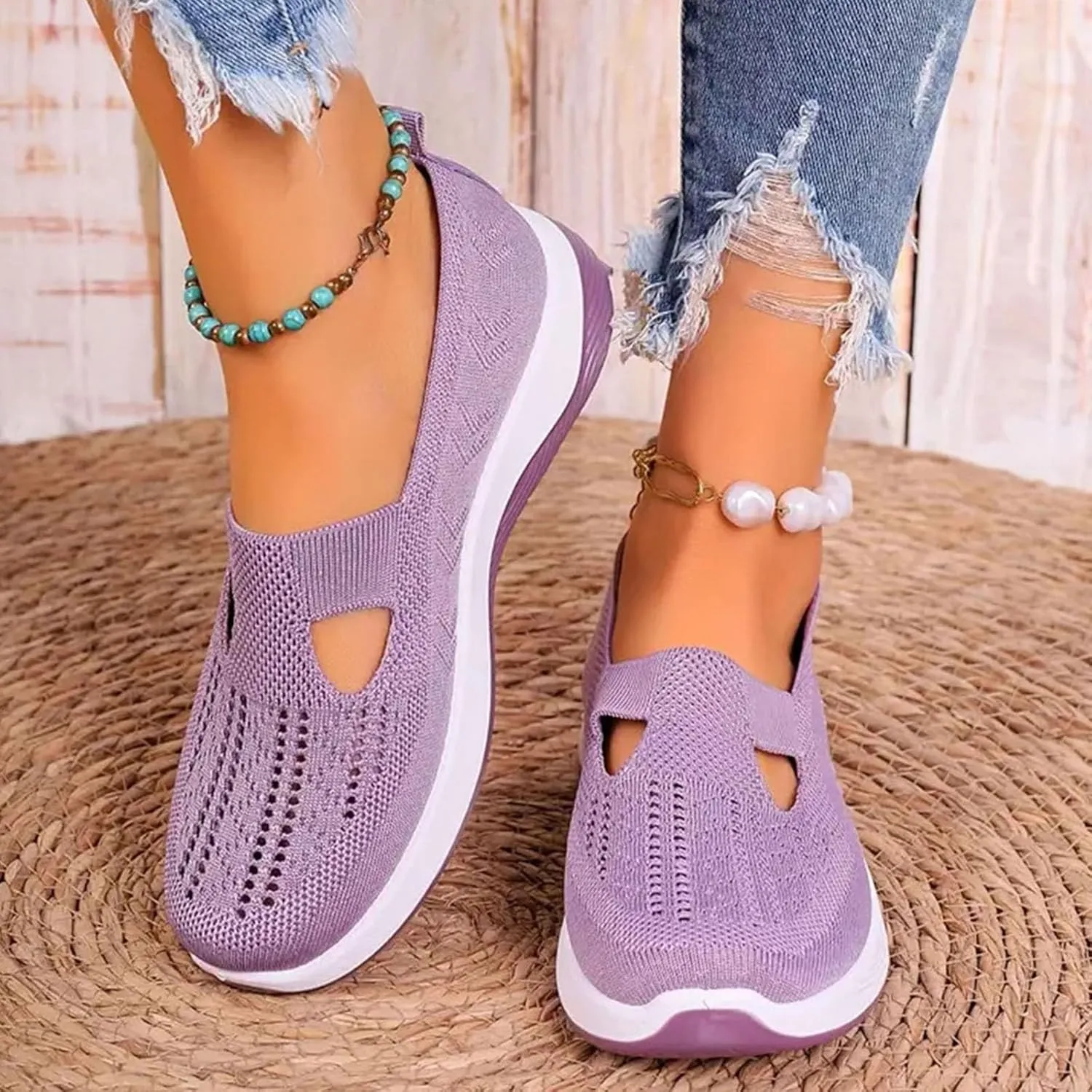 Cathalem Diabetic Shoes for Women, 2024 New Women's Woven Breathable Soft Sole Shoes Women Diabetes Foam Shoes