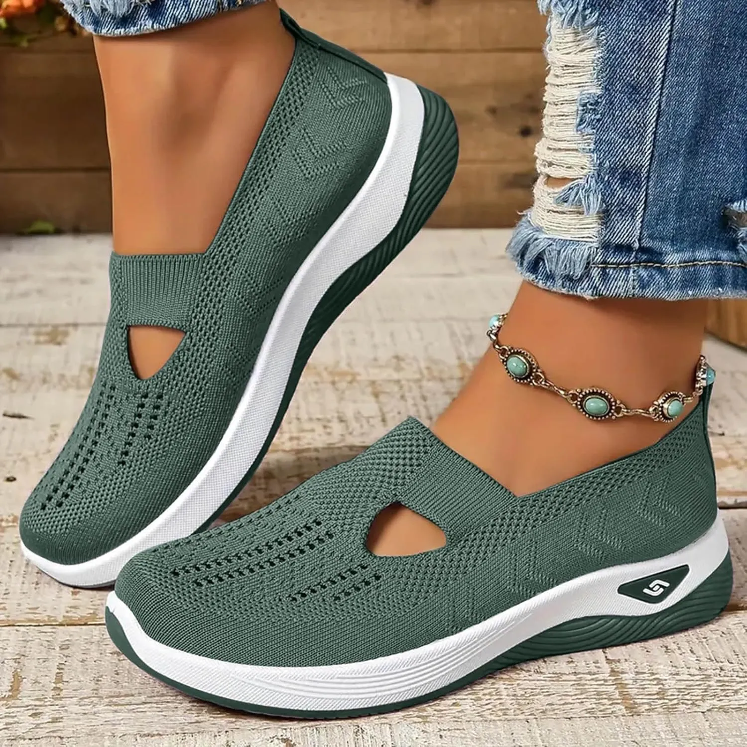 Cathalem Orthopedic Shoes for Women, 2024 New Women's Woven Breathable Soft Sole Shoes Women Diabetes Foam Shoes
