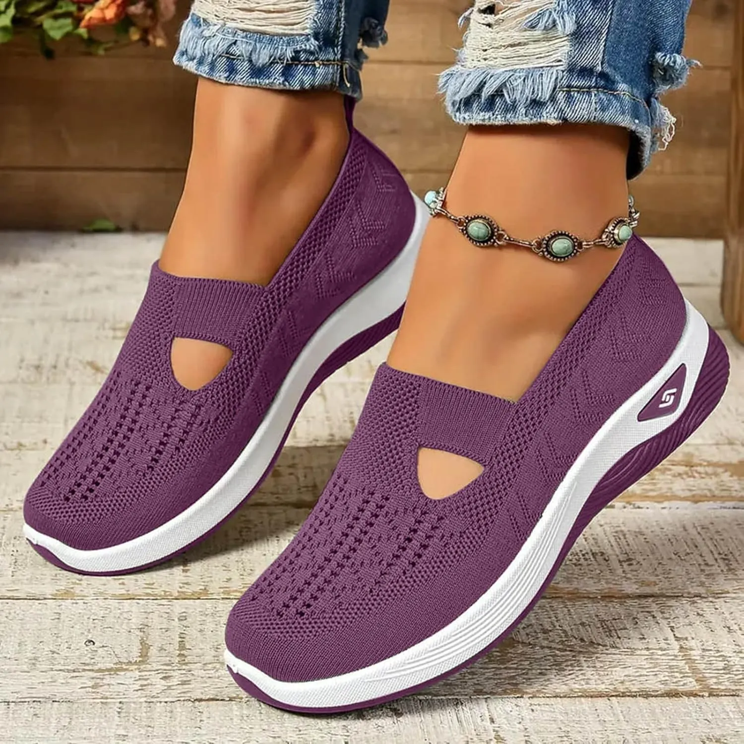 Cathalem Orthopedic Shoes for Women, 2024 New Women's Woven Breathable Soft Sole Shoes Women Diabetes Foam Shoes