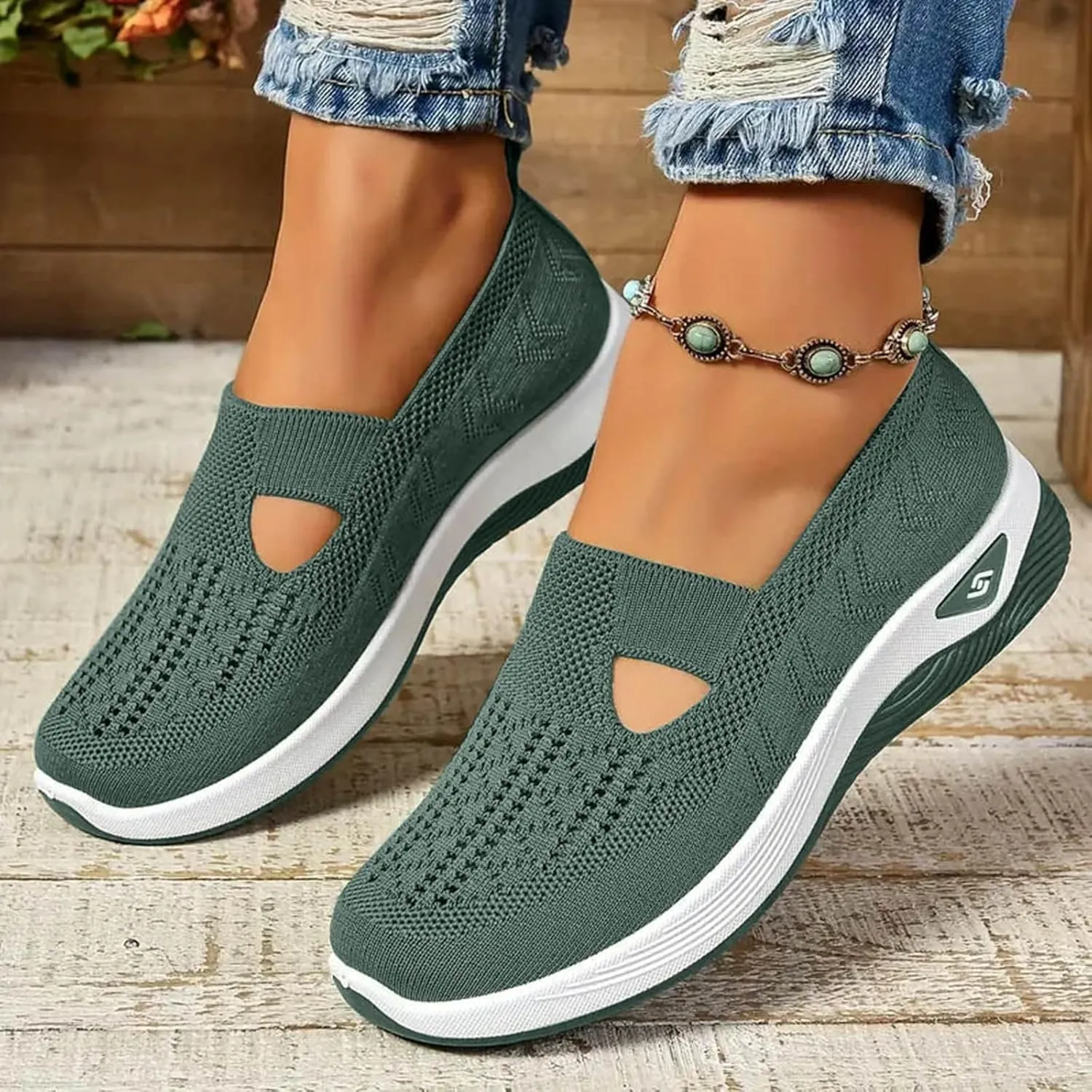 Cathalem Orthopedic Shoes for Women, 2024 New Women's Woven Breathable Soft Sole Shoes Women Diabetes Foam Shoes