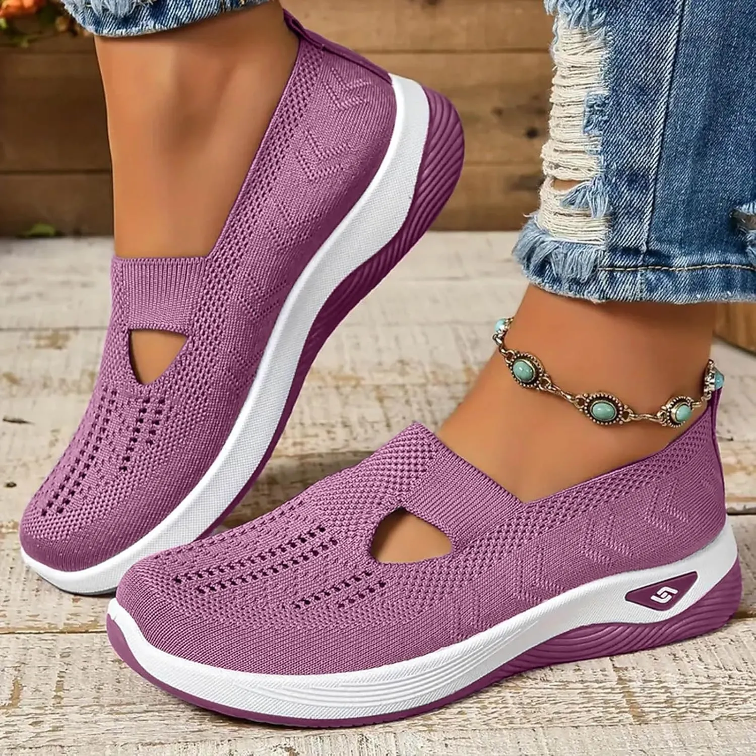 Cathalem Orthopedic Shoes for Women, 2024 New Women's Woven Breathable Soft Sole Shoes Women Diabetes Foam Shoes