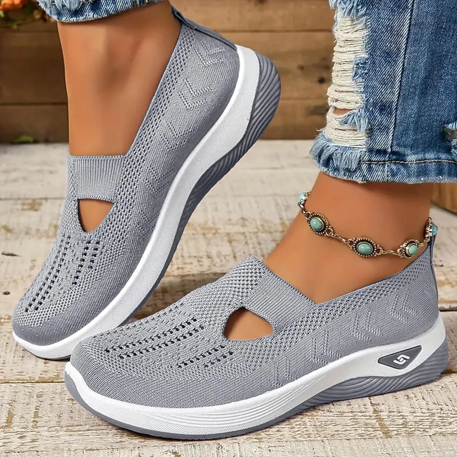 Cathalem Orthopedic Shoes for Women, 2024 New Women's Woven Breathable Soft Sole Shoes Women Diabetes Foam Shoes