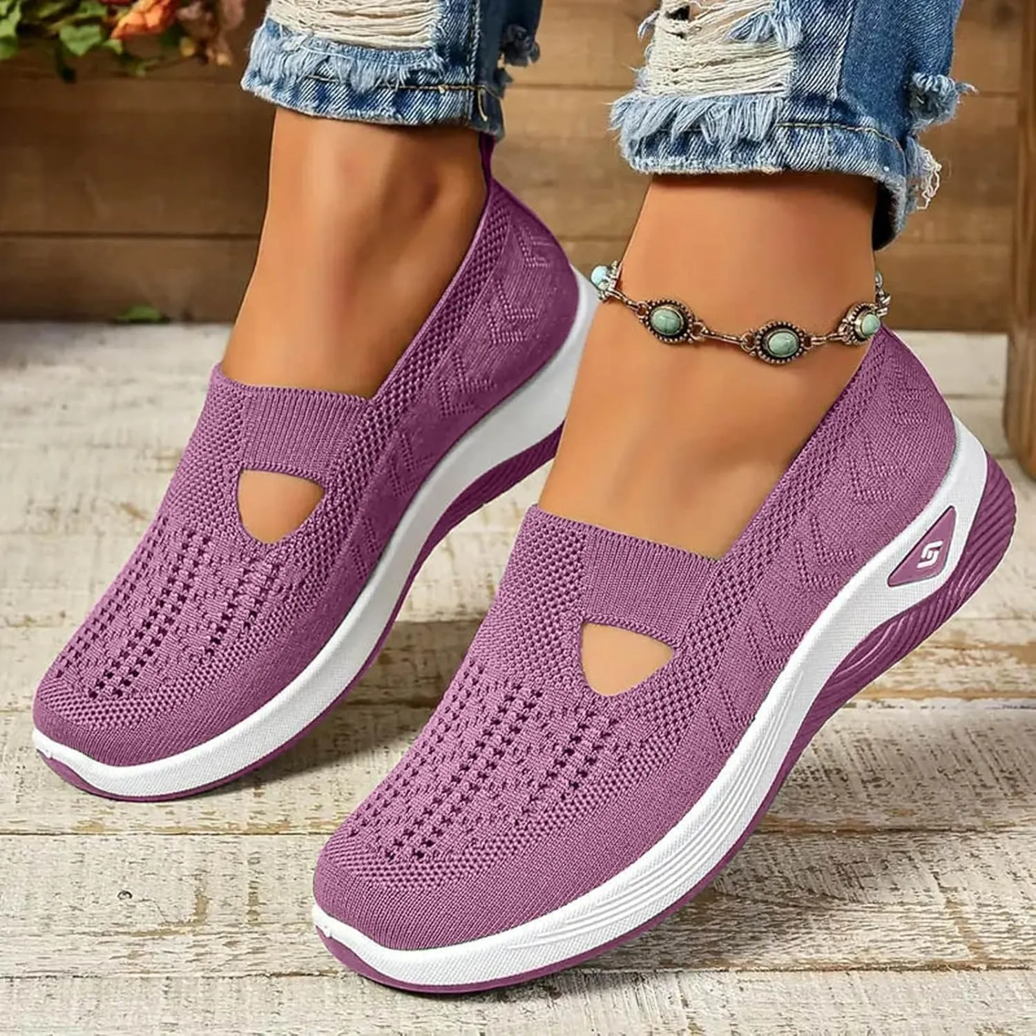 Cathalem Orthopedic Shoes for Women, 2024 New Women's Woven Breathable Soft Sole Shoes Women Diabetes Foam Shoes