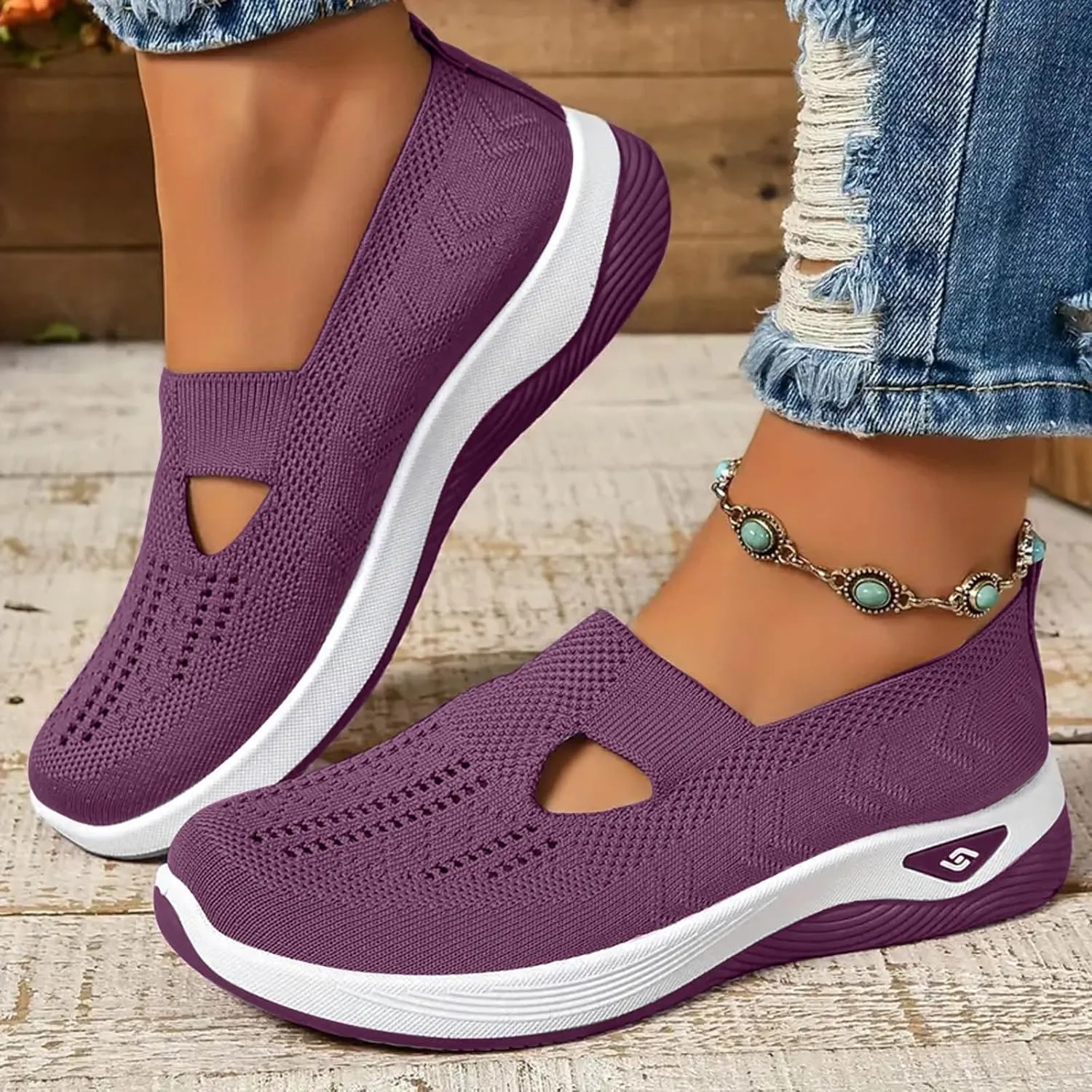 Cathalem Orthopedic Shoes for Women, 2024 New Women's Woven Breathable Soft Sole Shoes Women Diabetes Foam Shoes