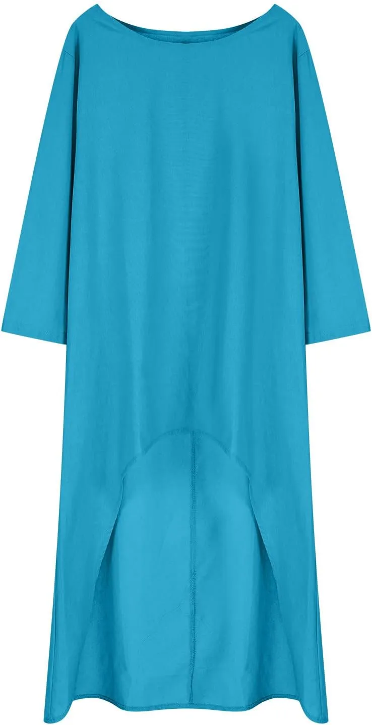 Ceboyel Summer Boho Dresses for Women 2023 Cotton Linen Dress One Shoulder Long Maxi Dresses Casual Beach Ladies Outfits