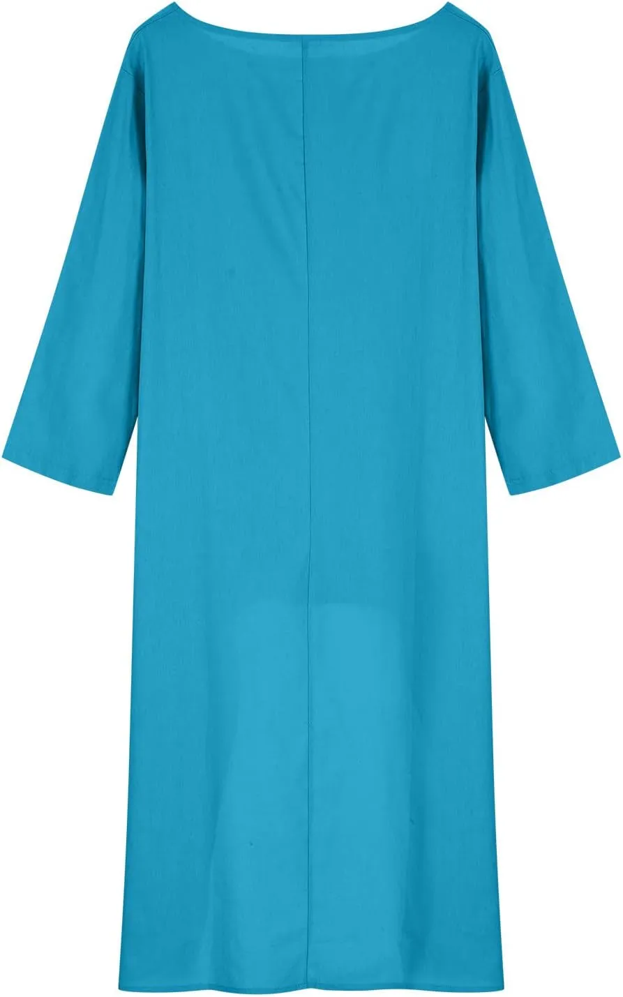 Ceboyel Summer Boho Dresses for Women 2023 Cotton Linen Dress One Shoulder Long Maxi Dresses Casual Beach Ladies Outfits