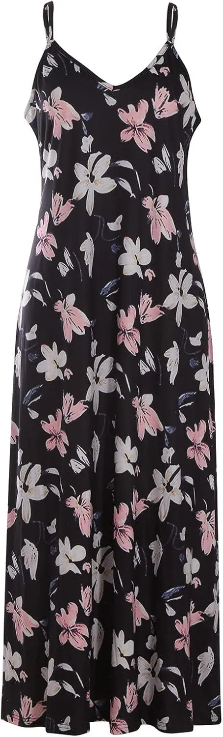 Ceboyel Women Floral Spaghetti Strap Sundress Casual Summer Long Maxi Dress Vneck Sexy Boho Dresses Trendy Beach Clothes 2024
