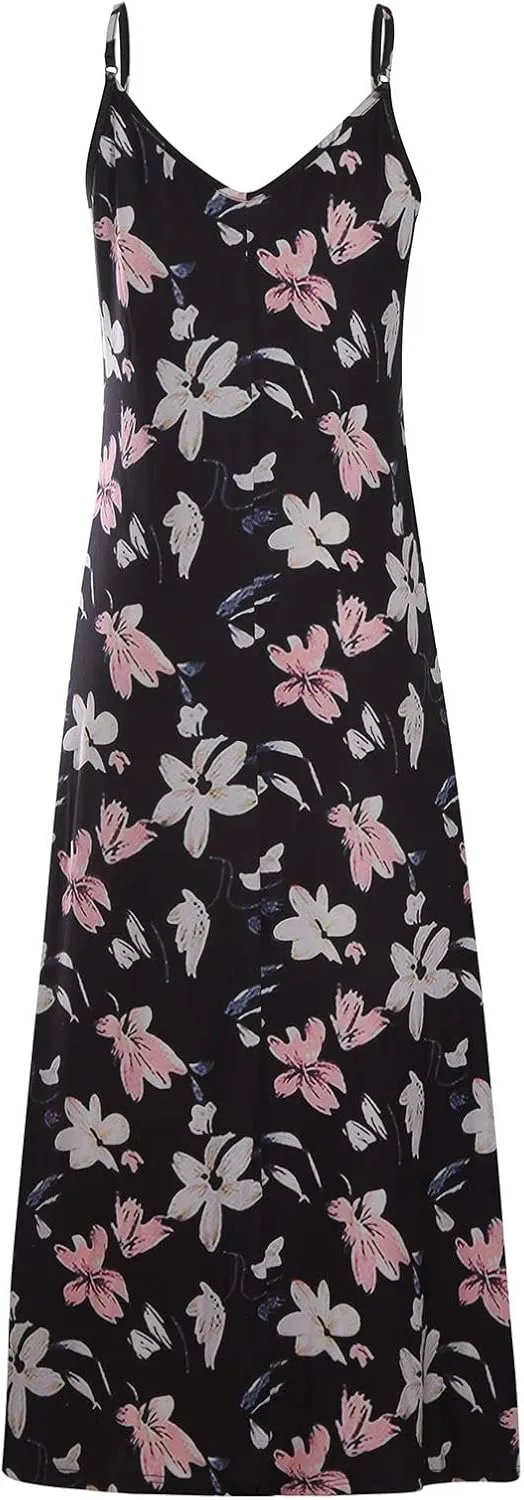Ceboyel Women Floral Spaghetti Strap Sundress Casual Summer Long Maxi Dress Vneck Sexy Boho Dresses Trendy Beach Clothes 2024